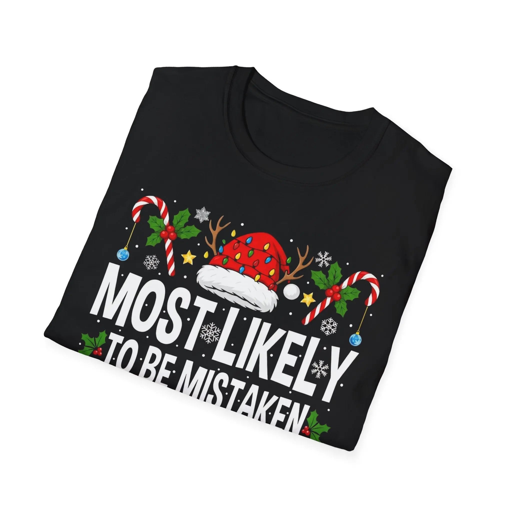 Most Likely To Be Mistaken As An Elf Shirt – Funny Matching Family Christmas Tee for Short People – Soft Cotton Holiday Party Top - BrownBubble