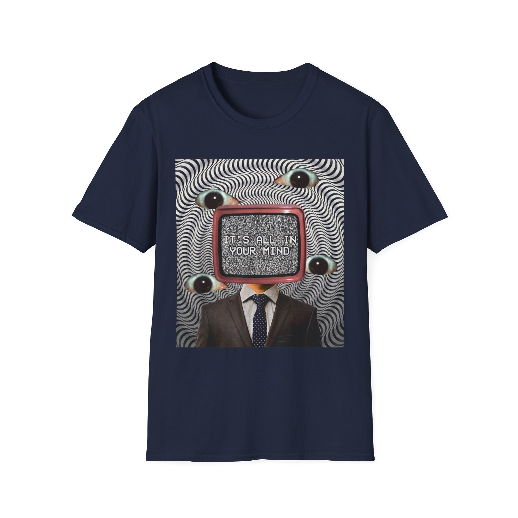 Weirdcore TV Head Graphic Tee - "It's All In Your Mind" Shirt - Surreal Analog Horror