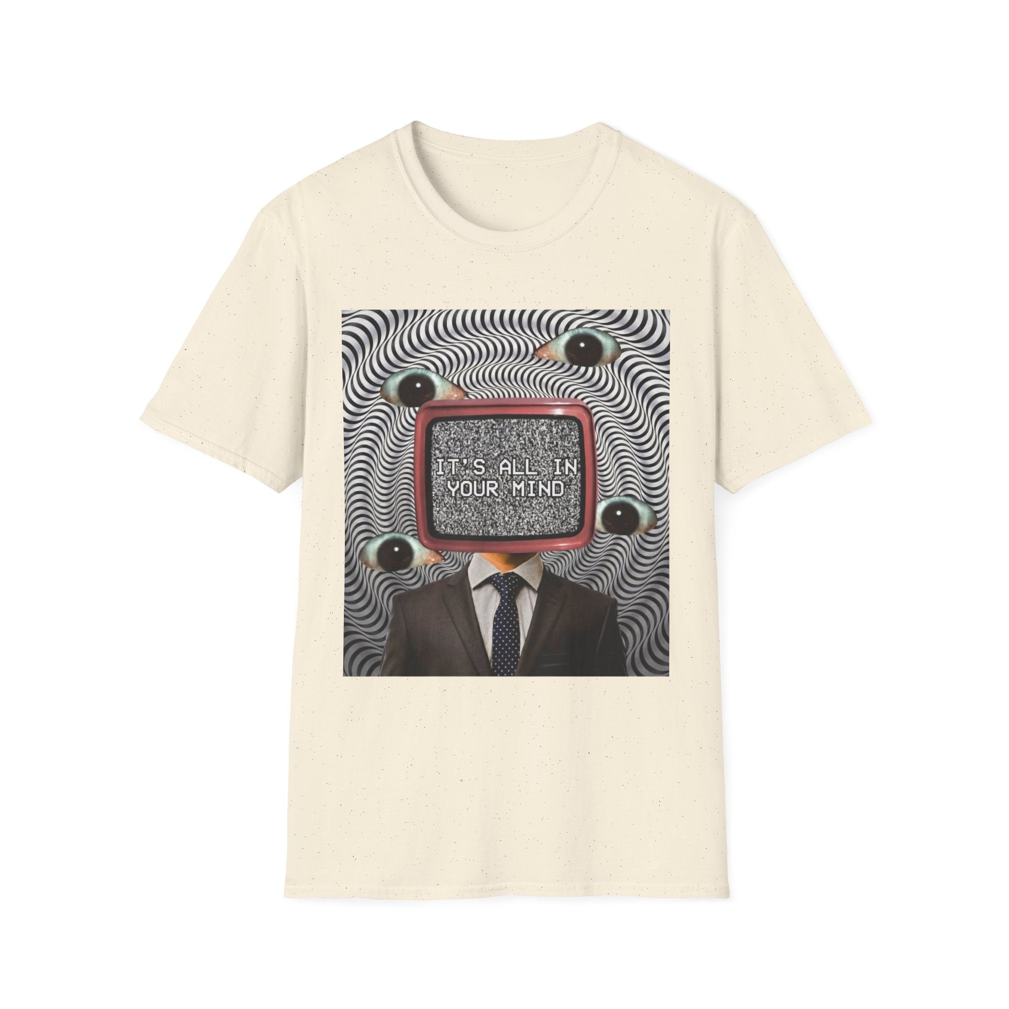 Weirdcore TV Head Graphic Tee - "It's All In Your Mind" Shirt - Surreal Analog Horror