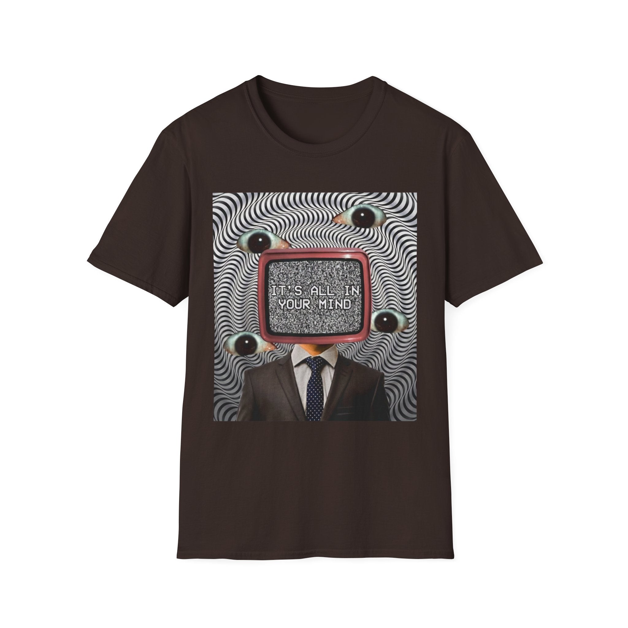 Weirdcore TV Head Graphic Tee - "It's All In Your Mind" Shirt - Surreal Analog Horror